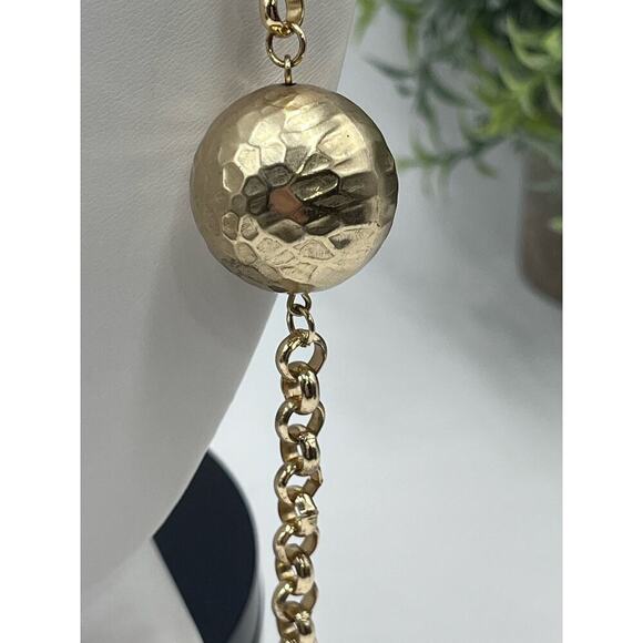 Chicos Maye Long Necklace Goldtone Metal Large Hammered Balls on
Chain 40" - Picture 13 of 14